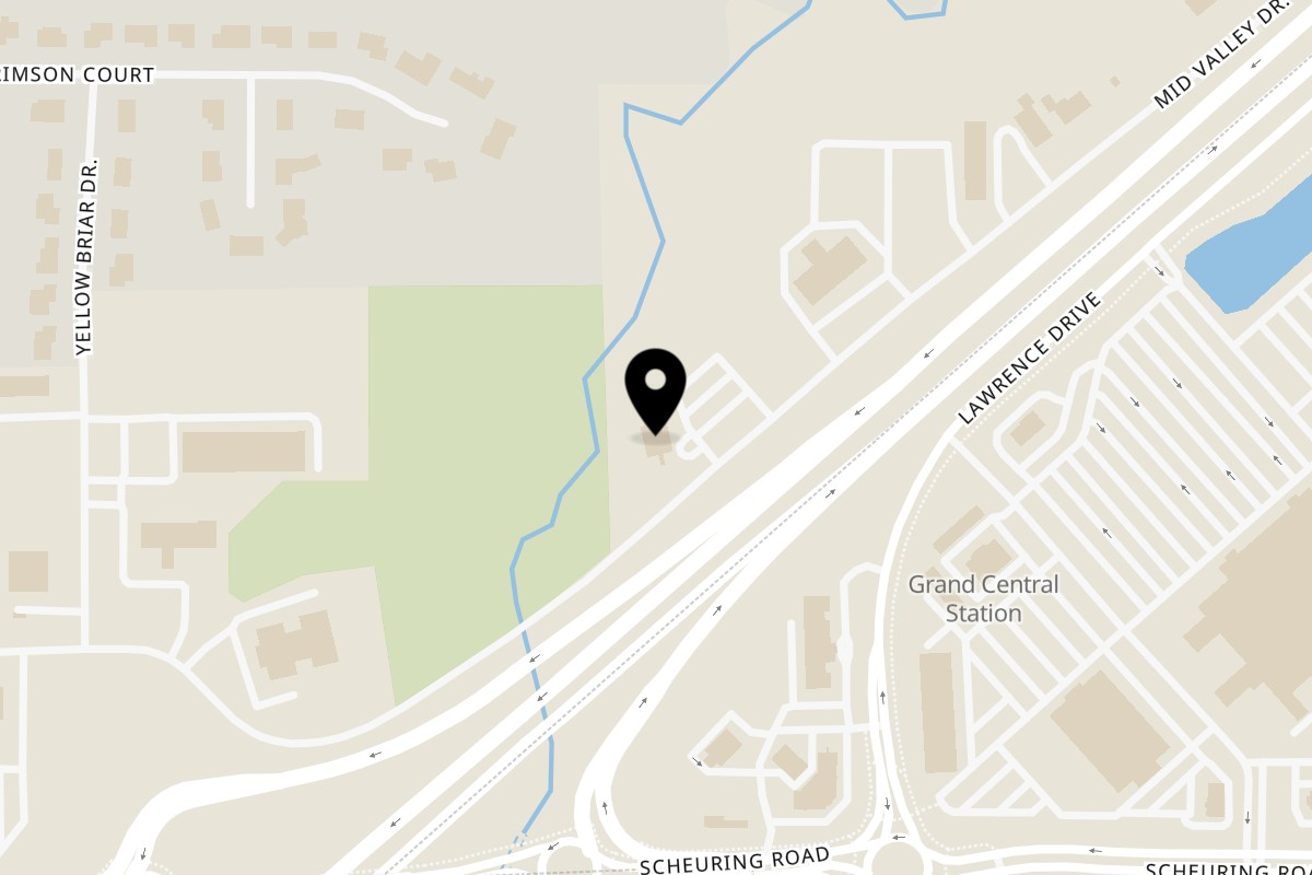 Map showing the location of Plank Road Plate & Pour on 1632 Mid Valley Dr in De Pere